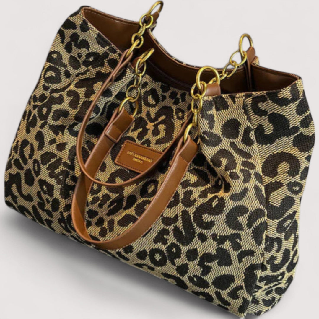 Anouk™ | Einkaufstasche aus leopardenmusterigem Canvas