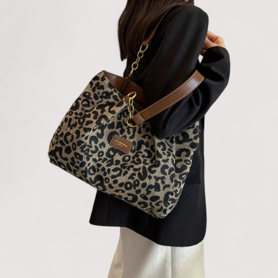 Anouk™ | Einkaufstasche aus leopardenmusterigem Canvas