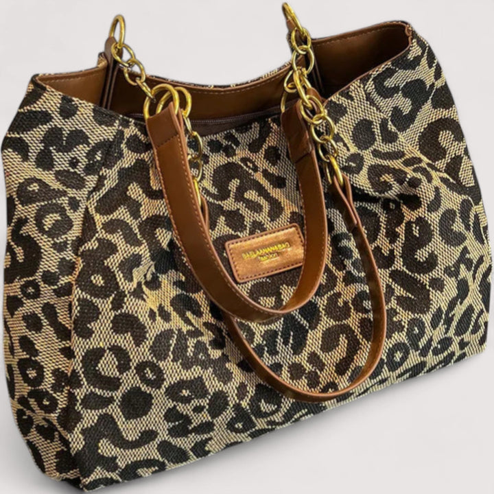Anouk™ | Einkaufstasche aus leopardenmusterigem Canvas