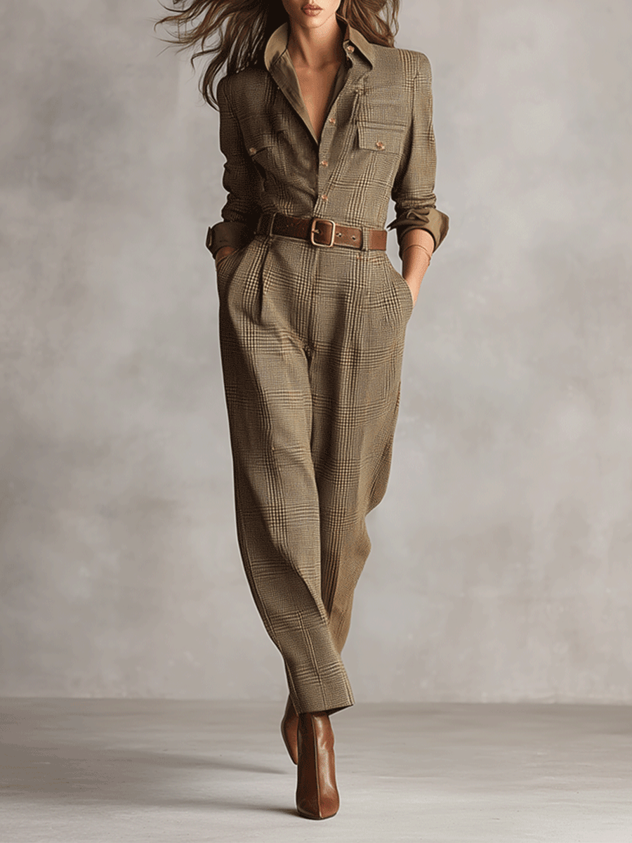 Celia™ | Hosenanzug mit Karo-Muster und raffinierten Details