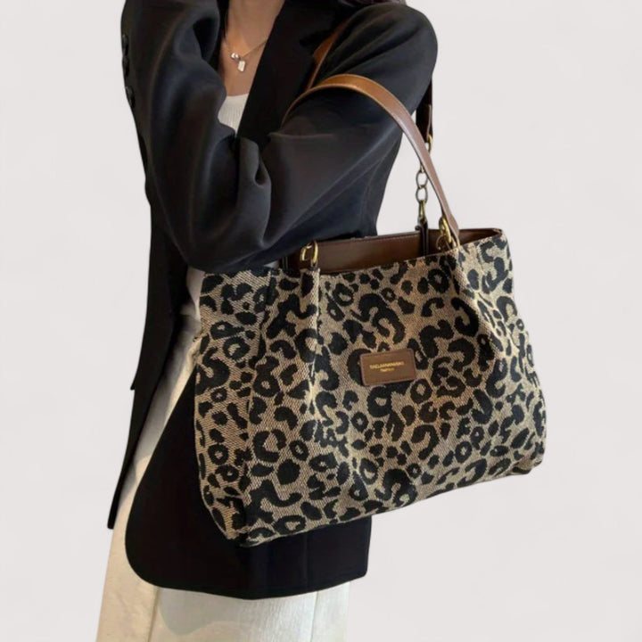 Anouk™ | Einkaufstasche aus leopardenmusterigem Canvas