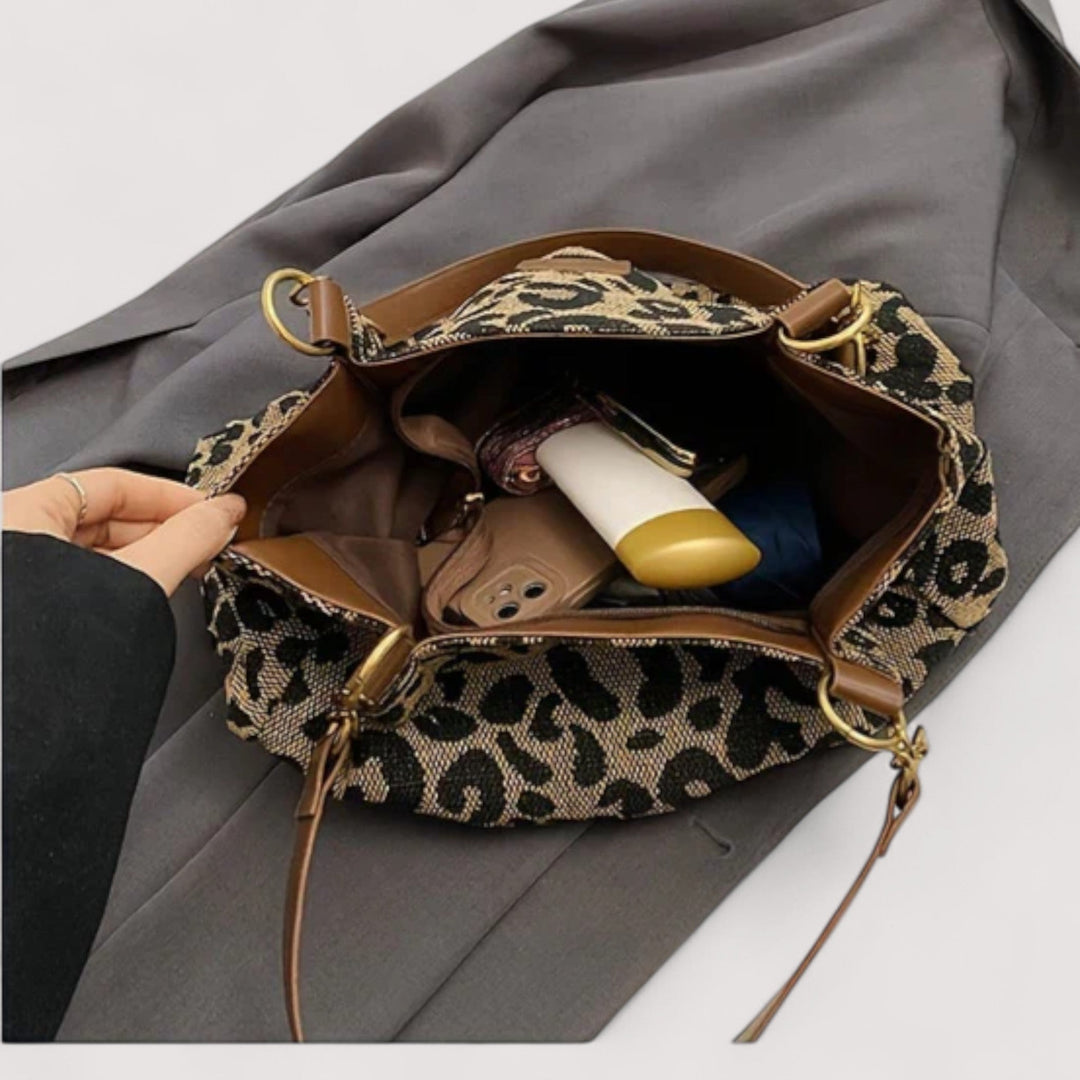 Anouk™ | Einkaufstasche aus leopardenmusterigem Canvas