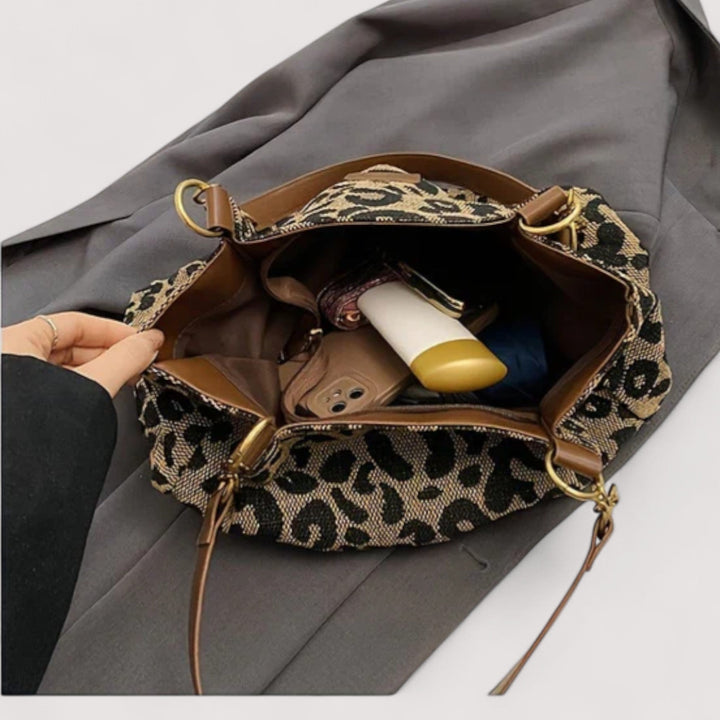 Anouk™ | Einkaufstasche aus leopardenmusterigem Canvas