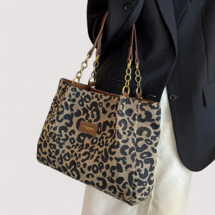 Anouk™ | Einkaufstasche aus leopardenmusterigem Canvas