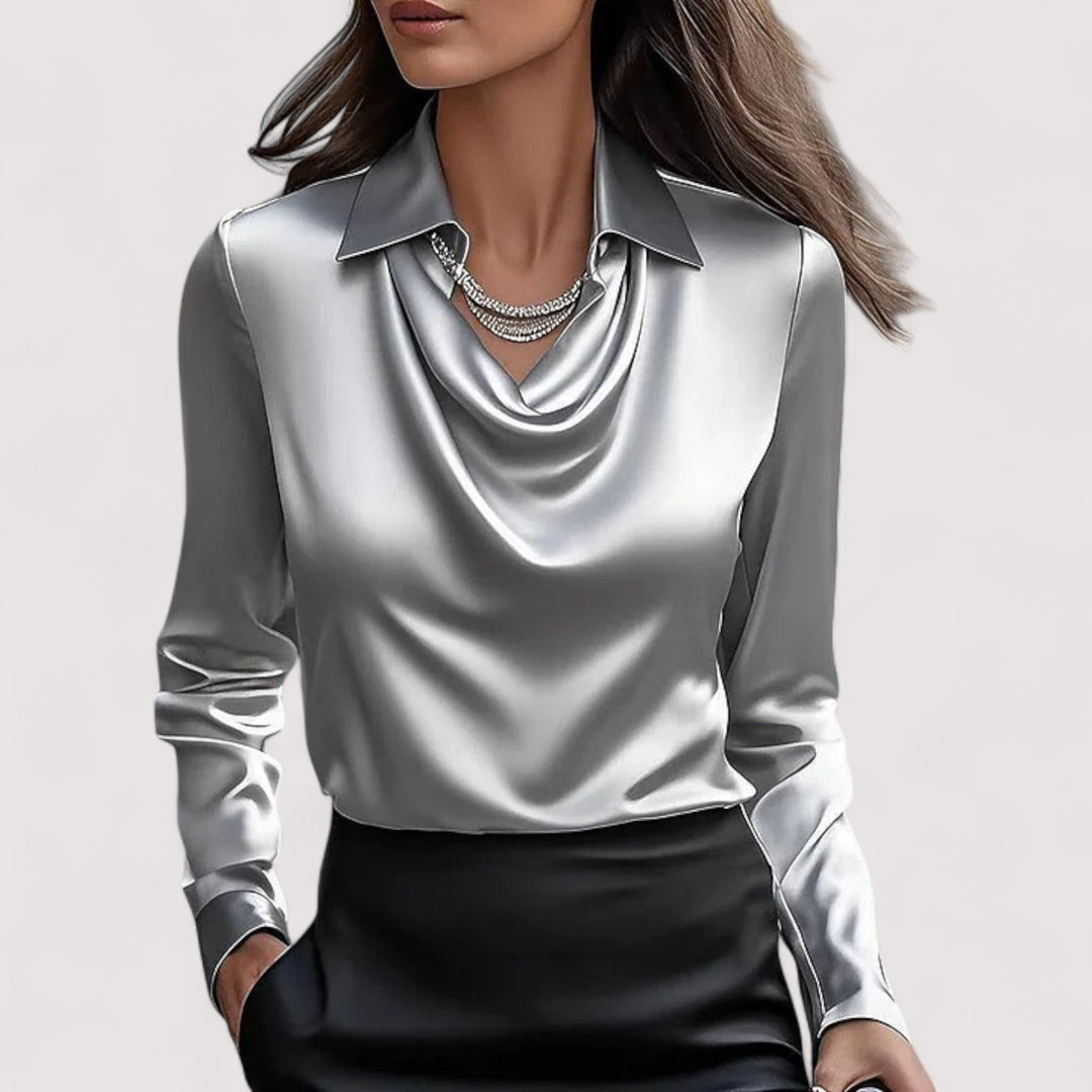 Charlotte™ | Bluse aus Satin mit V-Ausschnitt