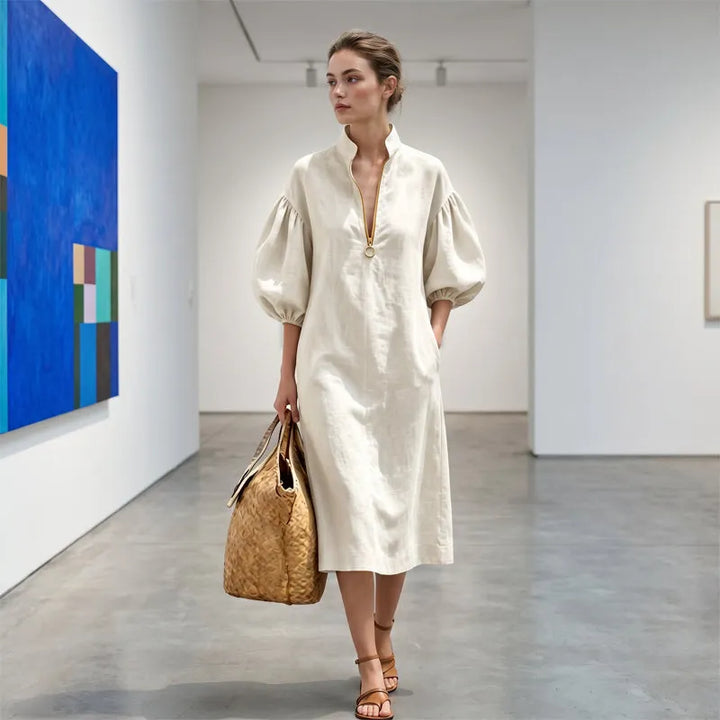 Siv – Luftiges Midikleid mit Puffärmeln