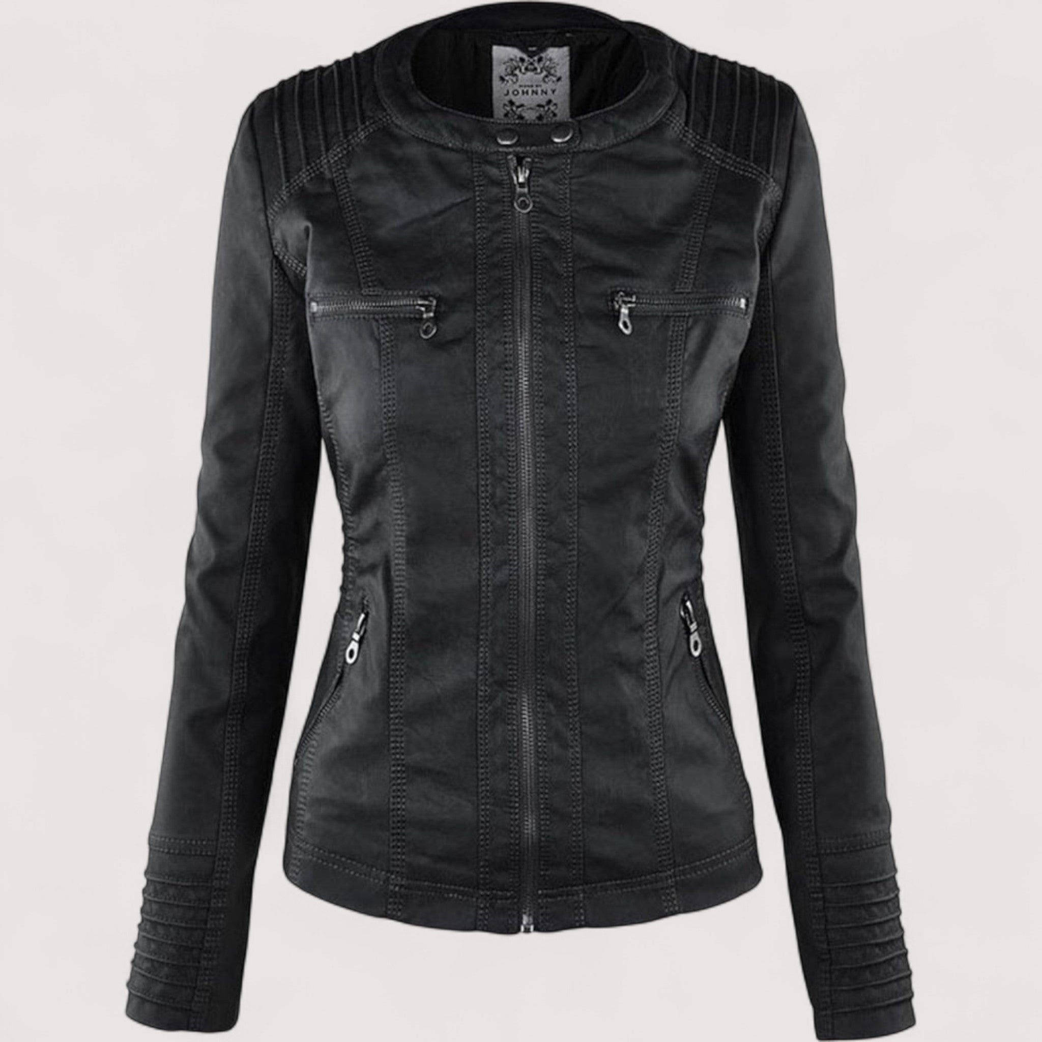 Laurina™ | Enganliegende Bikerjacke mit Kapuze