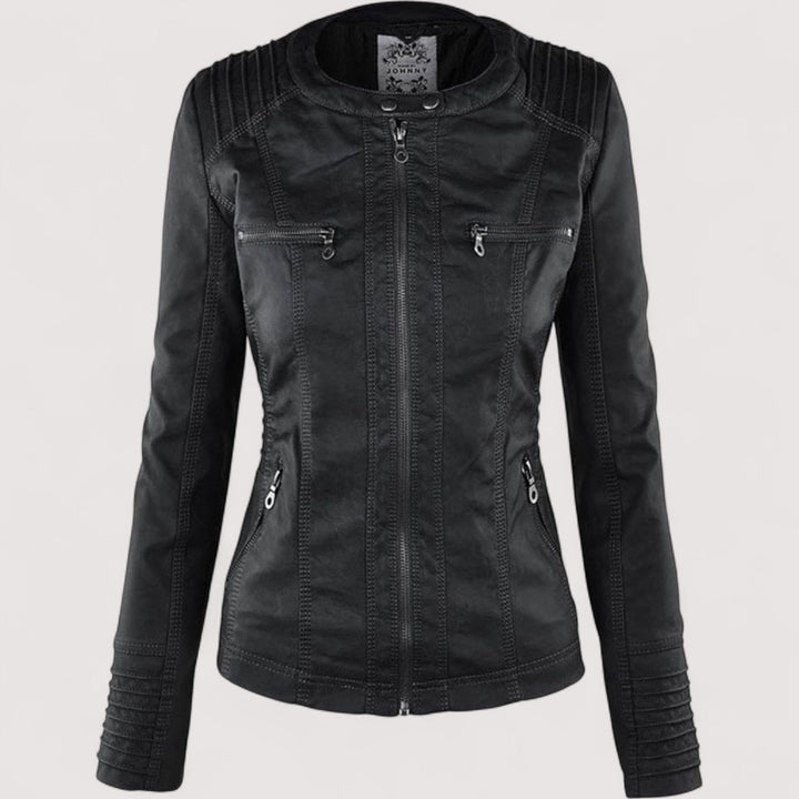 Laurina™ | Enganliegende Bikerjacke mit Kapuze