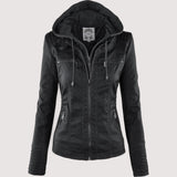 Laurina™ | Enganliegende Bikerjacke mit Kapuze