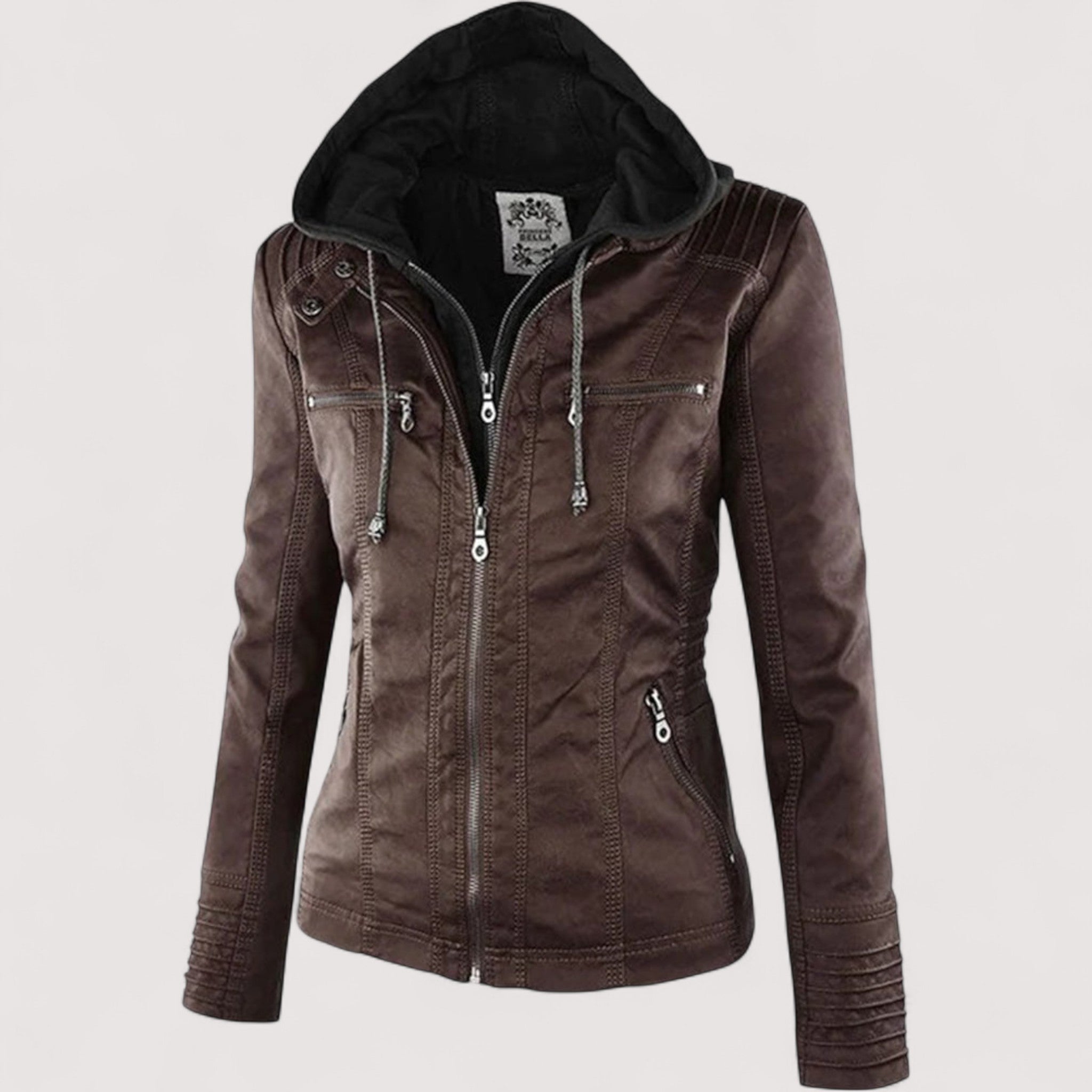 Laurina™ | Enganliegende Bikerjacke mit Kapuze