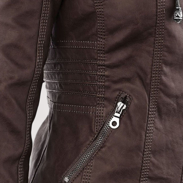 Laurina™ | Enganliegende Bikerjacke mit Kapuze