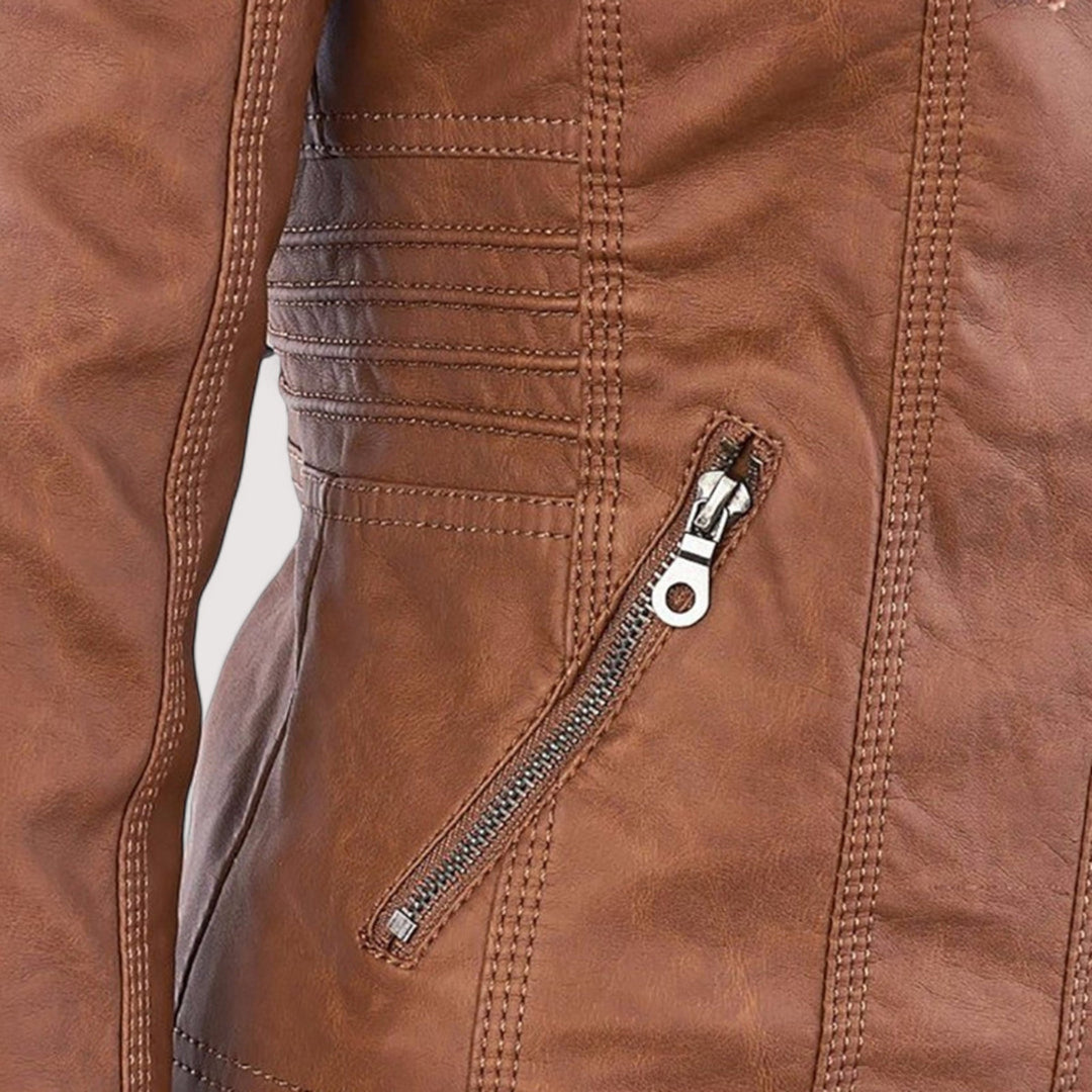 Laurina™ | Enganliegende Bikerjacke mit Kapuze