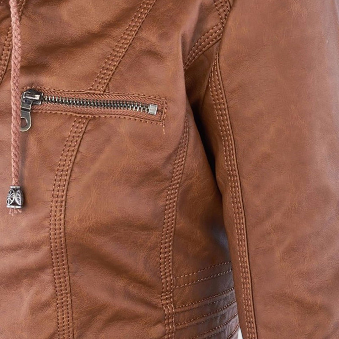 Laurina™ | Enganliegende Bikerjacke mit Kapuze