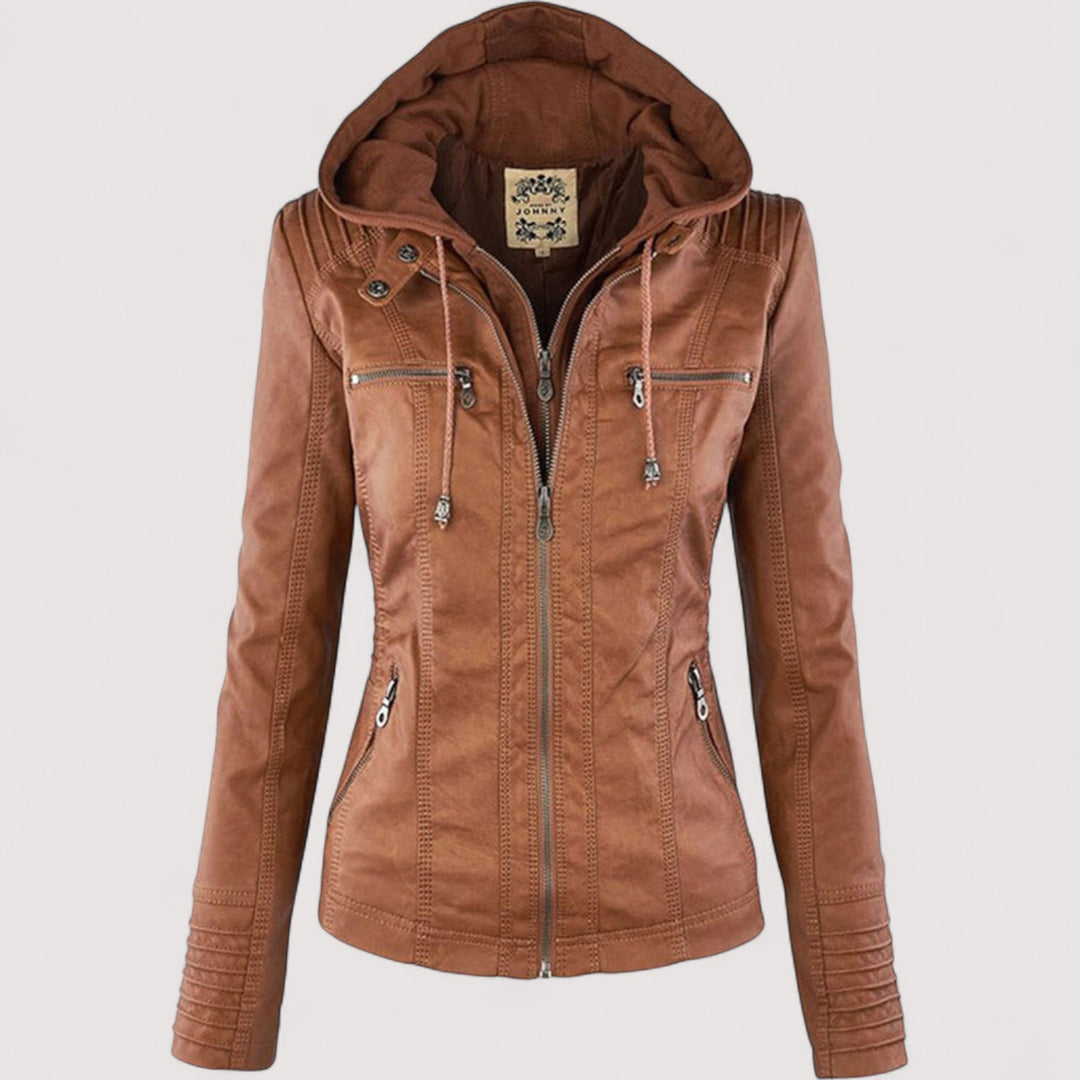 Laurina™ | Enganliegende Bikerjacke mit Kapuze