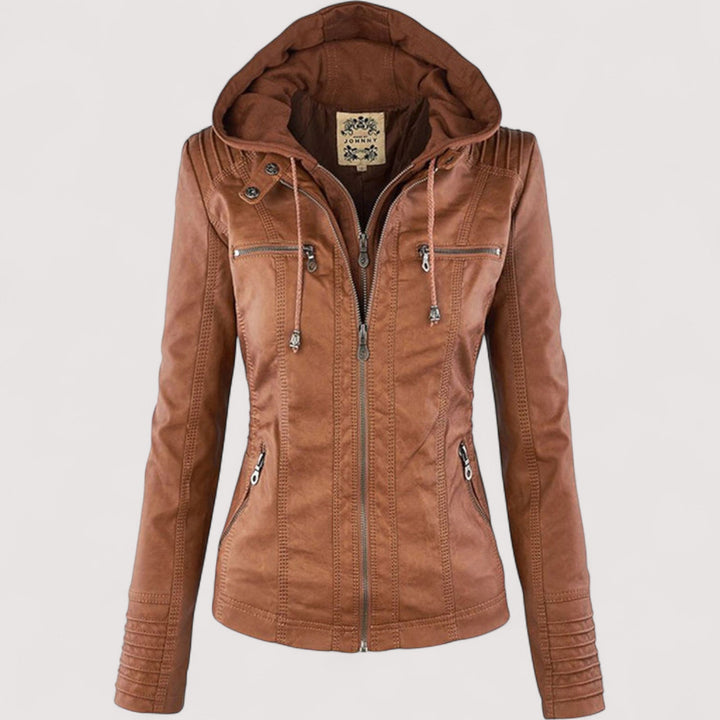 Laurina™ | Enganliegende Bikerjacke mit Kapuze