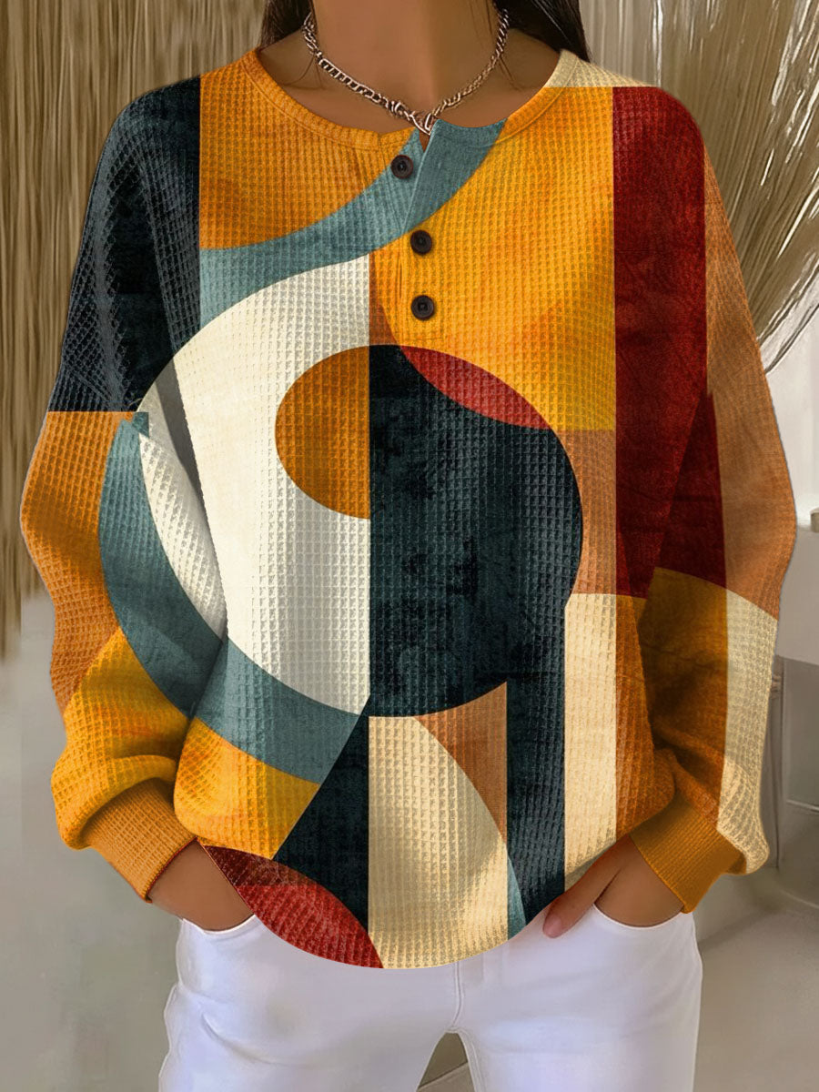 Lara™ | Waffle-Pullover mit geometrischem Muster