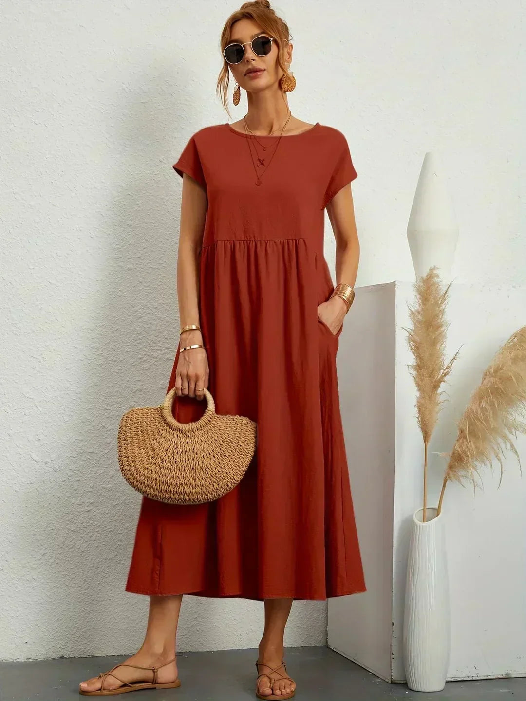 Ursina™ | Midikleid aus fliessendem Stoff