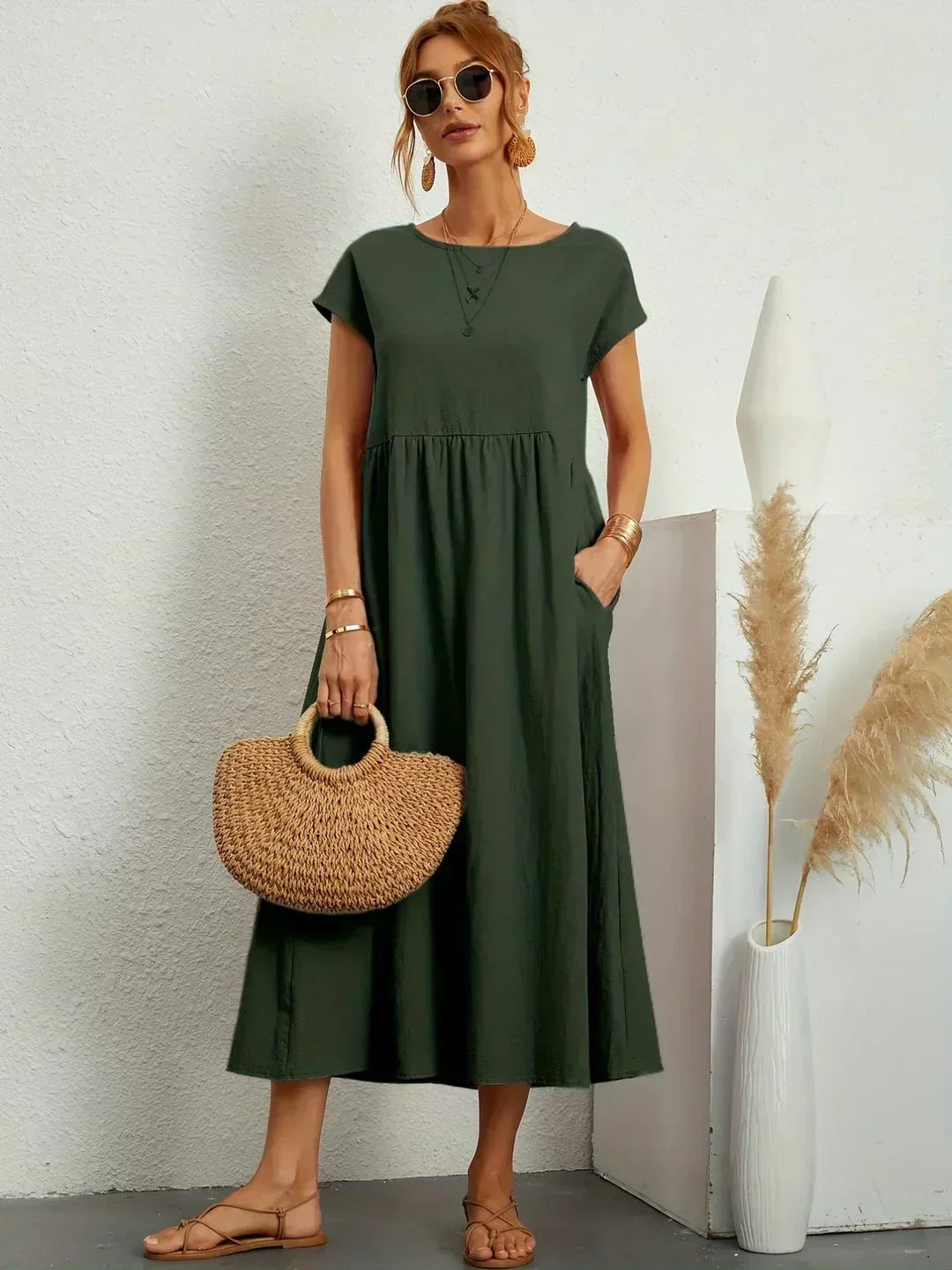 Ursina™ | Midikleid aus fliessendem Stoff