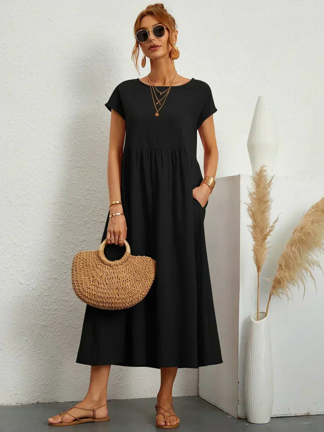 Ursina™ | Midikleid aus fliessendem Stoff