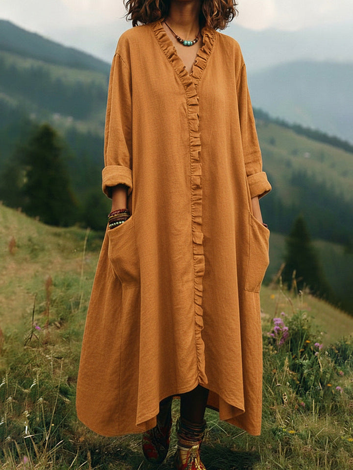 Alma – Langärmliges A-Linien-Kleid mit Volants