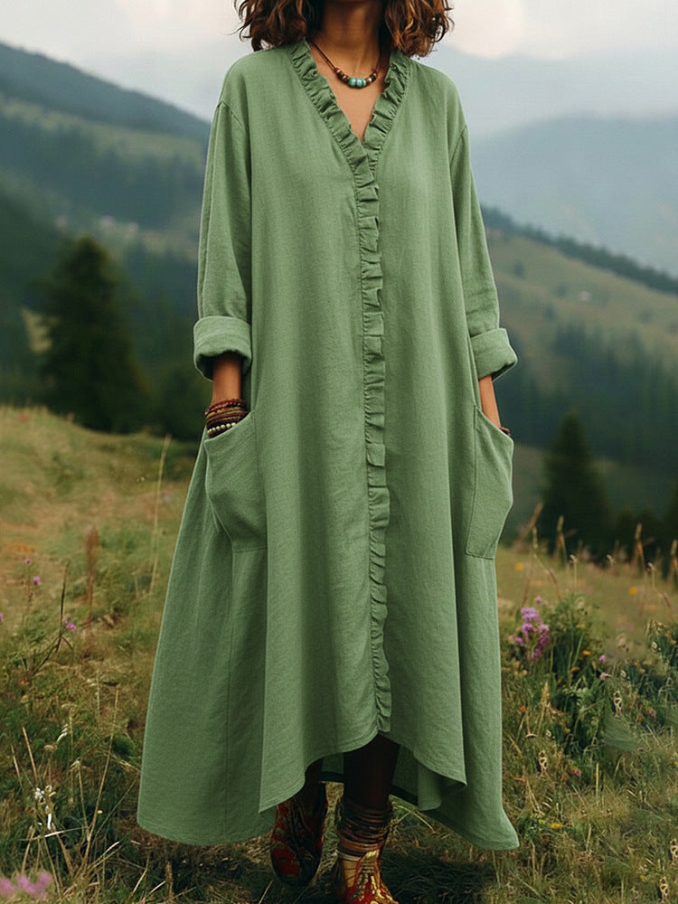 Alma – Langärmliges A-Linien-Kleid mit Volants