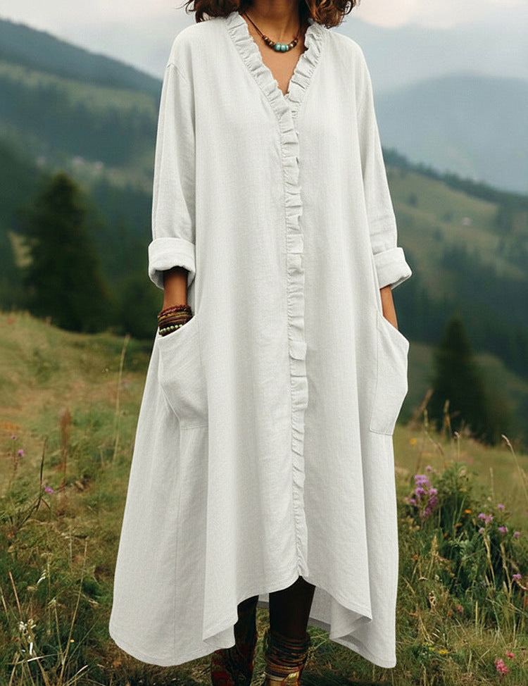 Alma – Langärmliges A-Linien-Kleid mit Volants