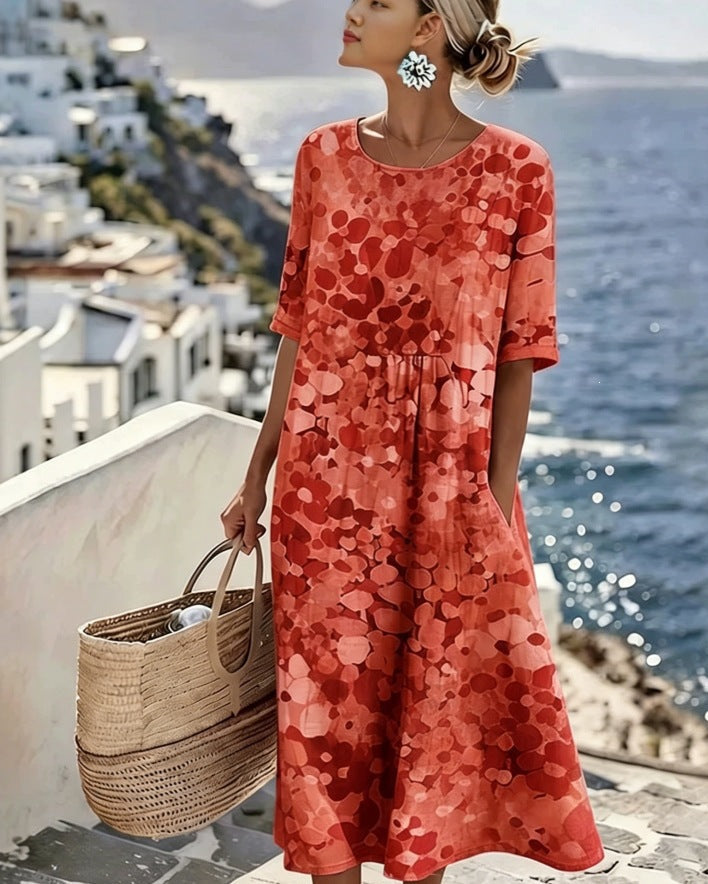 Elena™ | Elegantes geblümtes Sommerkleid in Midi-Länge