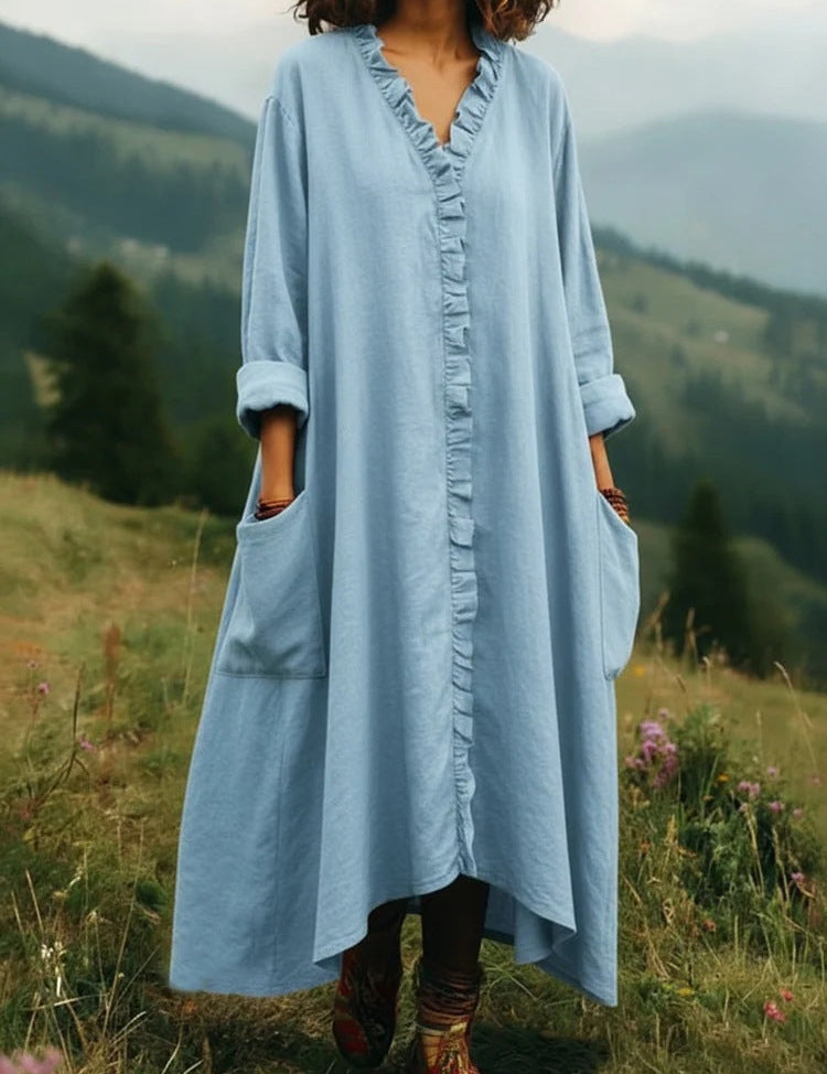 Alma – Langärmliges A-Linien-Kleid mit Volants