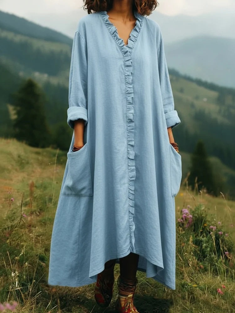 Alma – Langärmliges A-Linien-Kleid mit Volants