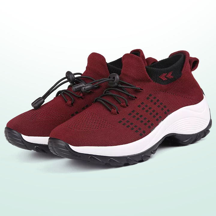 Ambulo Orthopädische Schuhe Strickstoff - Schwarz Rot
