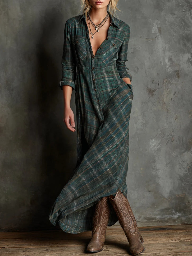 Valentina™ | Maxikleid im Karo-Look
