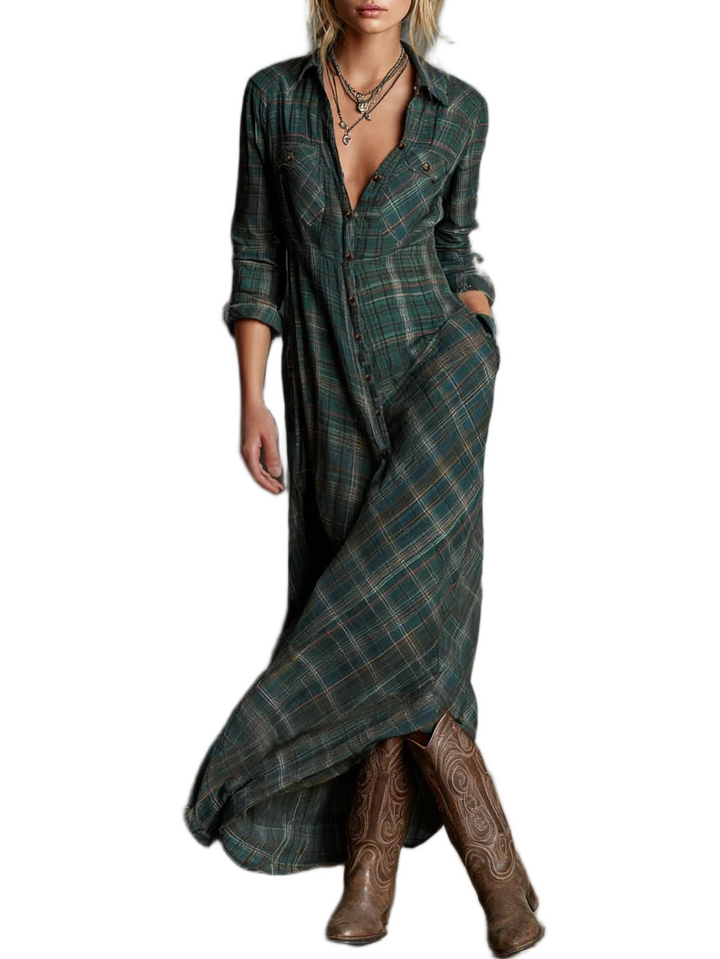 Valentina™ | Maxikleid im Karo-Look