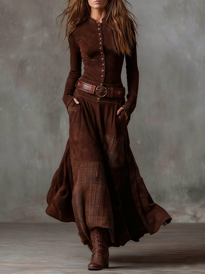 Elsa™ | Maxikleid aus Wildleder mit Gürtel