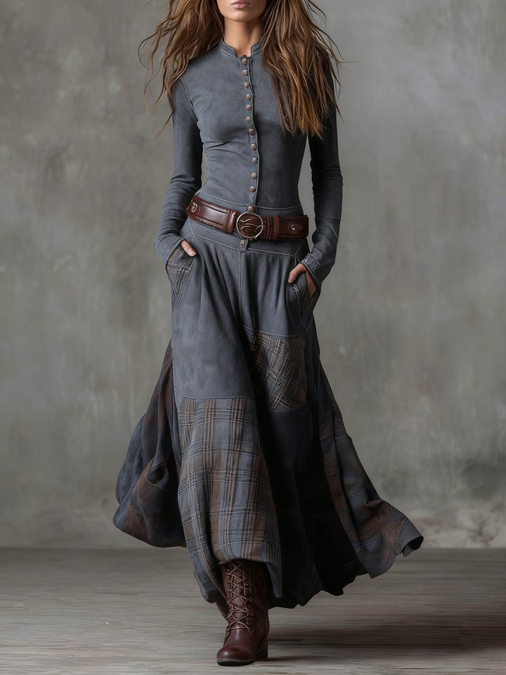 Elsa™ | Maxikleid aus Wildleder mit Gürtel