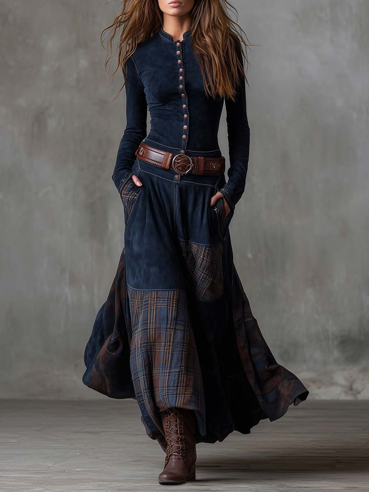 Elsa™ | Maxikleid aus Wildleder mit Gürtel