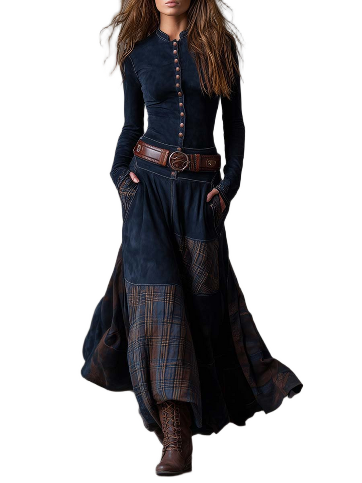 Elsa™ | Maxikleid aus Wildleder mit Gürtel