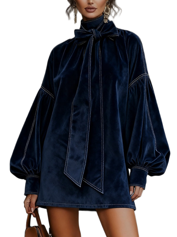 Therese™ | Mini-Kleid mit Samt und Schleife