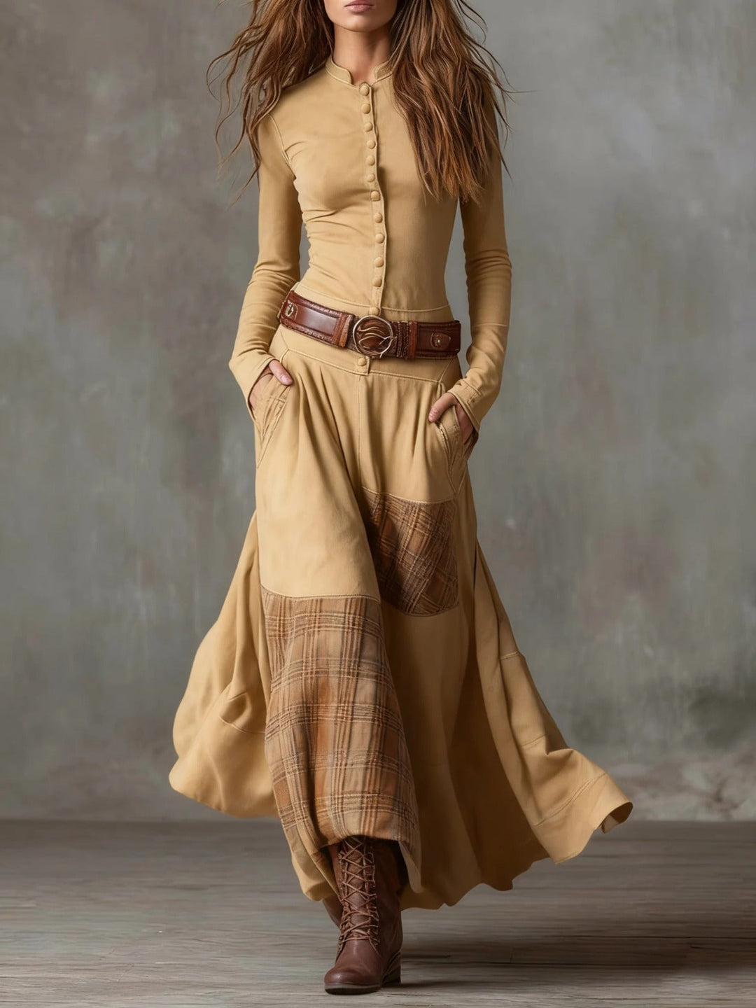 Elsa™ | Maxikleid aus Wildleder mit Gürtel