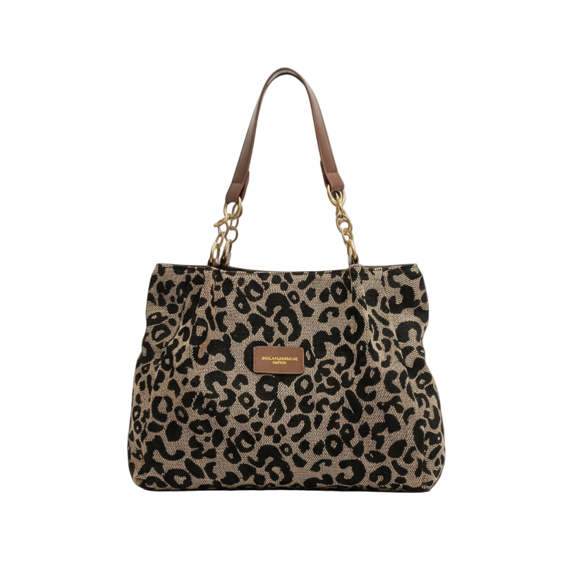 Anouk™ | Einkaufstasche aus leopardenmusterigem Canvas