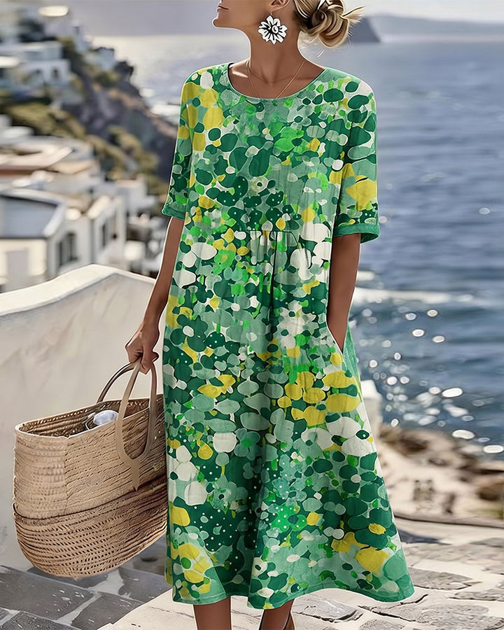 Elena™ | Elegantes geblümtes Sommerkleid in Midi-Länge