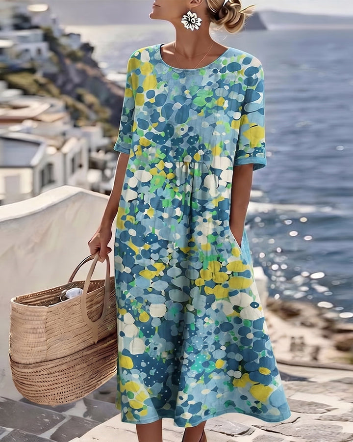 Elena™ | Elegantes geblümtes Sommerkleid in Midi-Länge