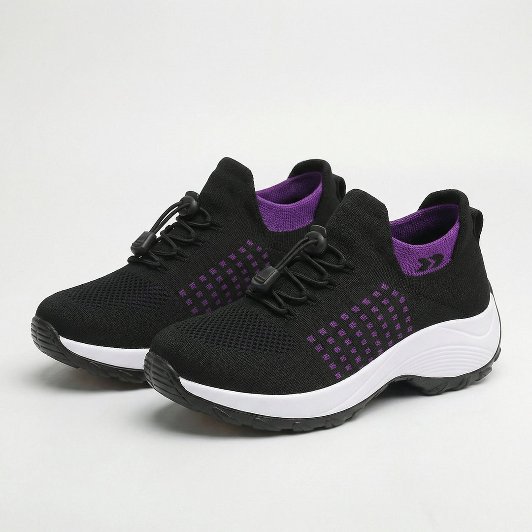 Ambulo Orthopädische Schuhe Strickstoff - Lila Schwarz