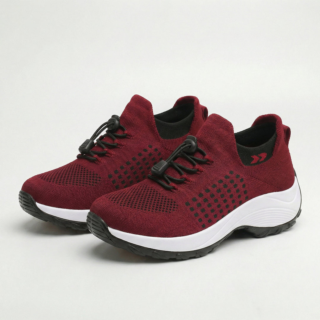 Ambulo Orthopädische Schuhe Strickstoff - Schwarz Rot