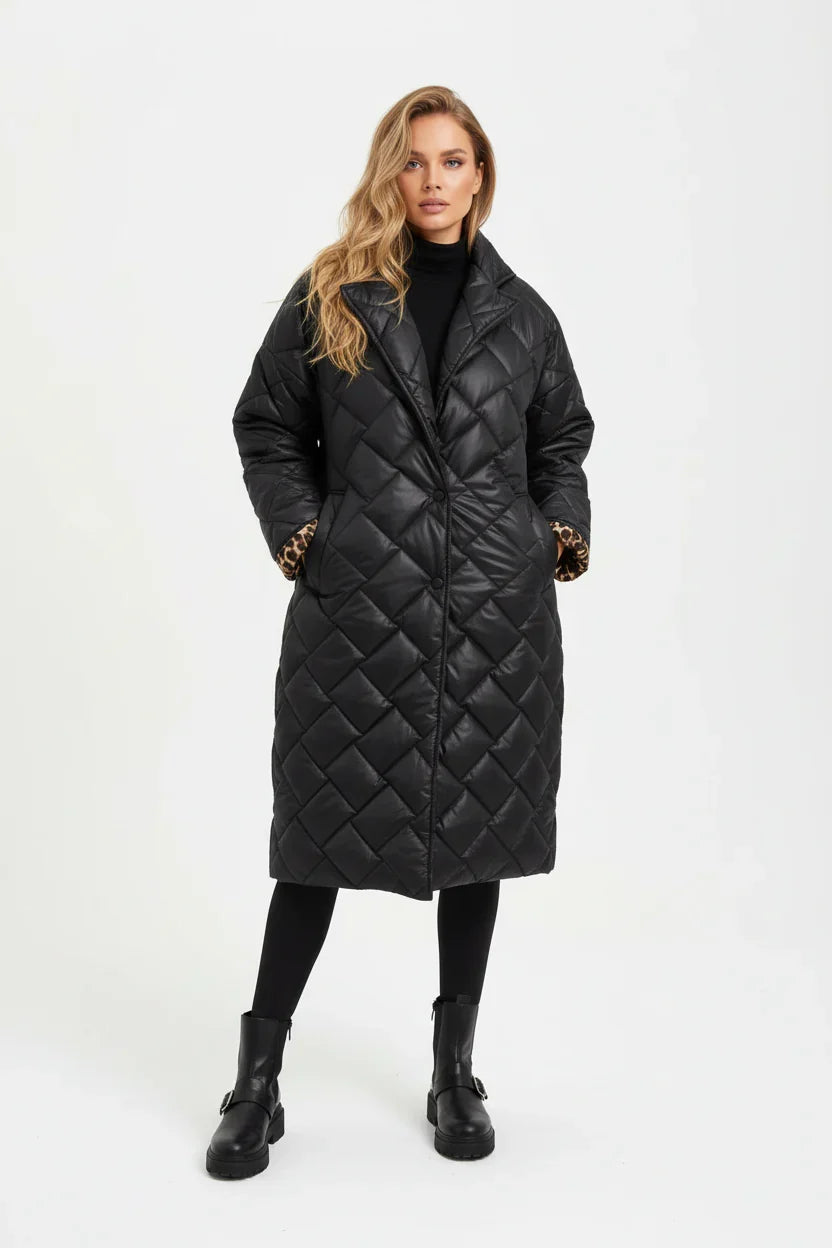 PREMIUM STEPPMANTEL MIT LEOPARDENPRINT FÜTTERUNG