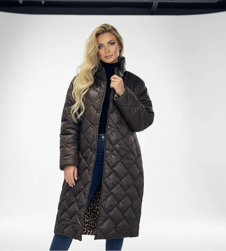 PREMIUM STEPPMANTEL MIT LEOPARDENPRINT FÜTTERUNG