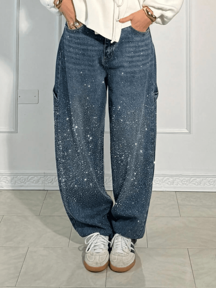 Adele™ | Jeans Cargo 'Balloon' im Trend mit Glitzer