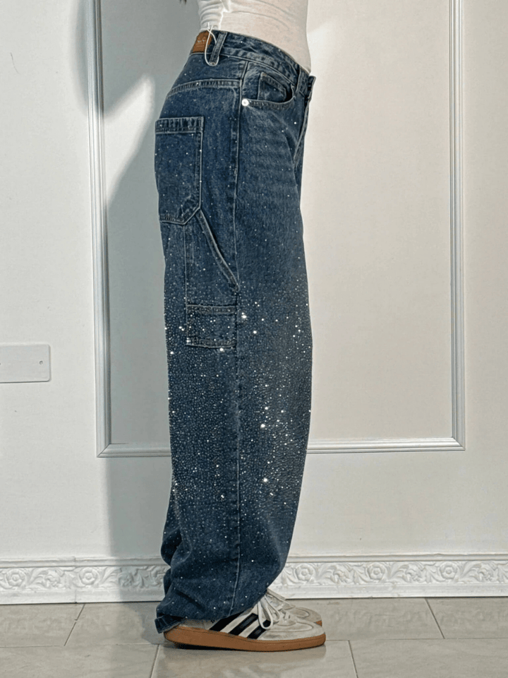Adele™ | Jeans Cargo 'Balloon' im Trend mit Glitzer