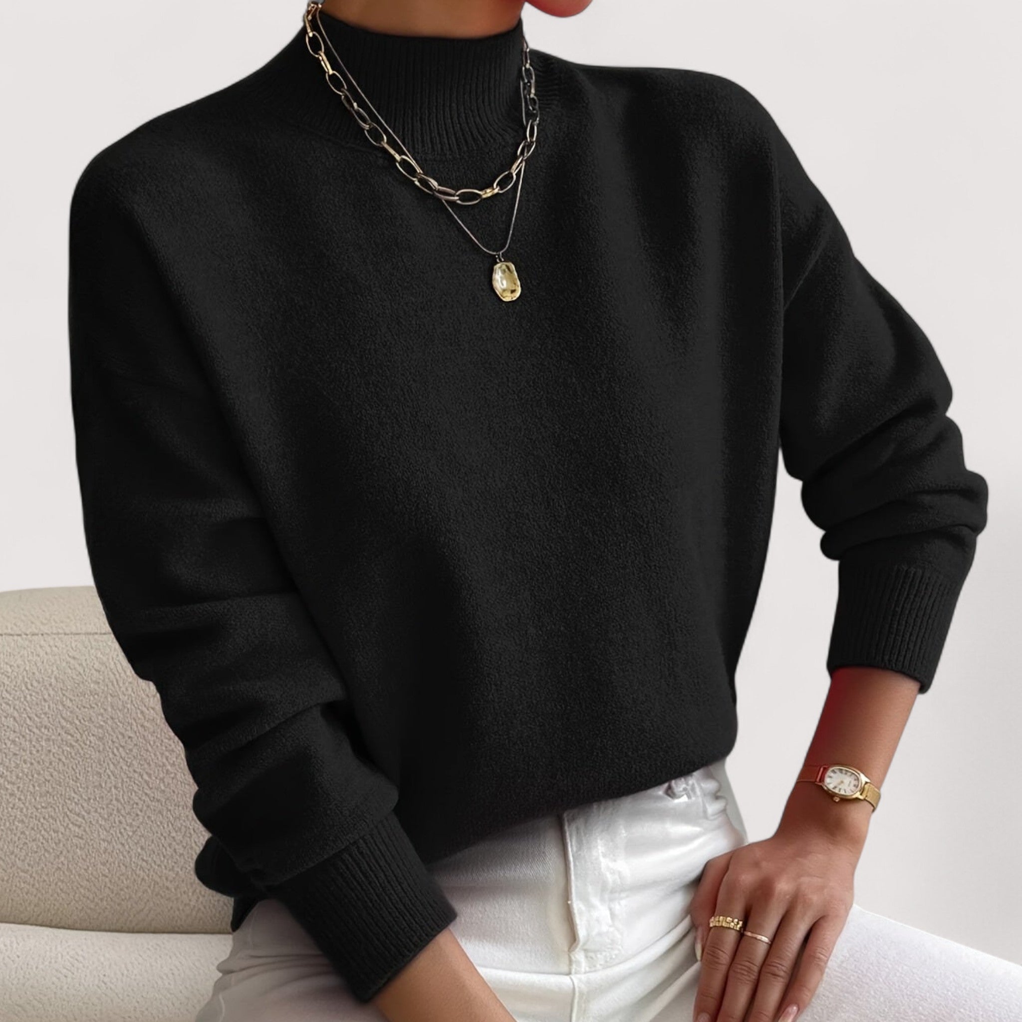 Nadia™ | Eleganter und bequemer Pullover mit hohem Kragen