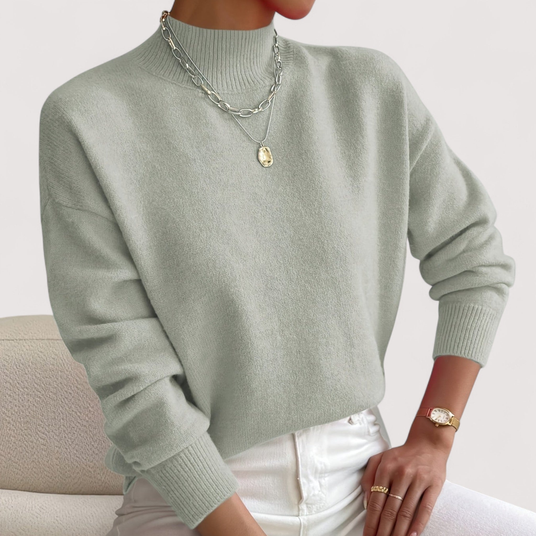 Nadia™ | Eleganter und bequemer Pullover mit hohem Kragen