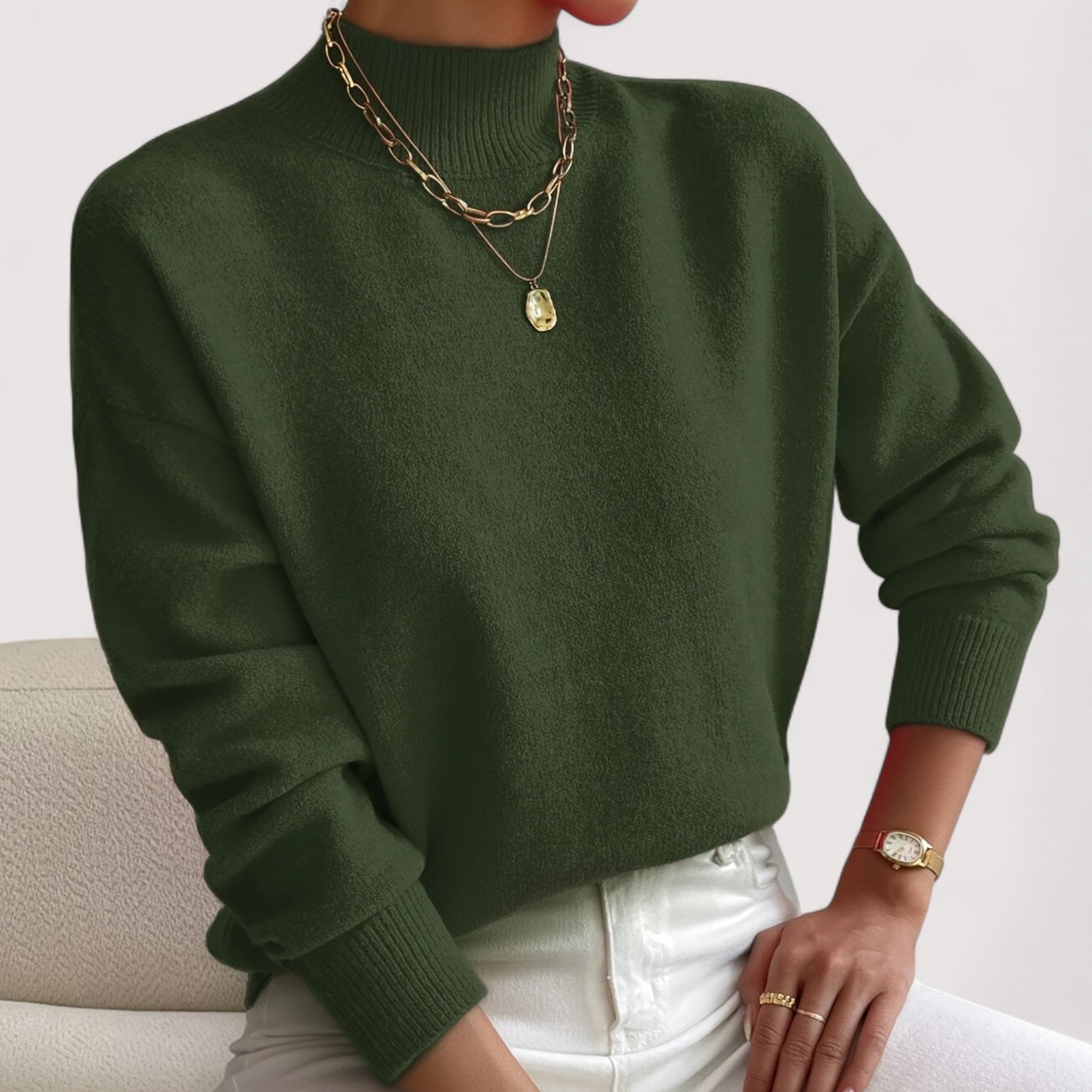 Nadia™ | Eleganter und bequemer Pullover mit hohem Kragen